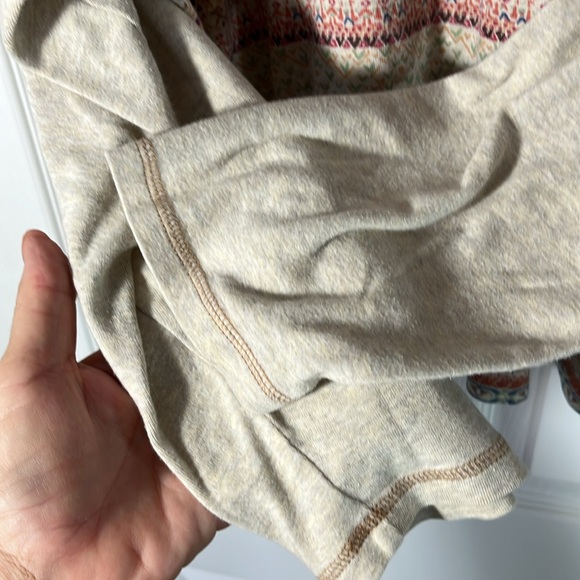 SO blue sigrid olsen VTG Y2K raglan slv cotton crop top boho geo multi color 2X - Picture 9 of 13